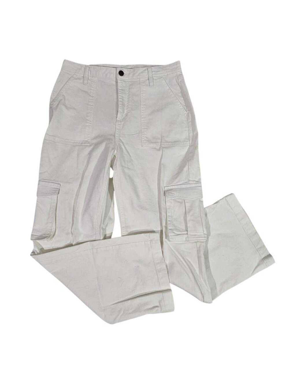 On 34th Womens White Cargo Pants Size 12 Relaxed Fit Cotton Blend